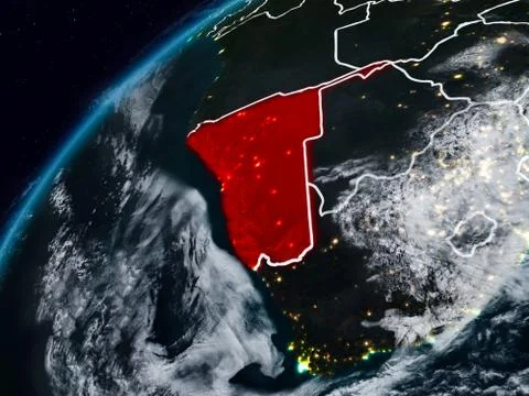 Namibia on planet Earth at night Stock Illustration