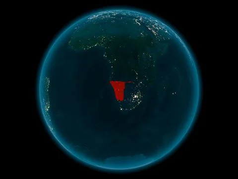 Namibia on planet Earth in space at night Stock Illustration