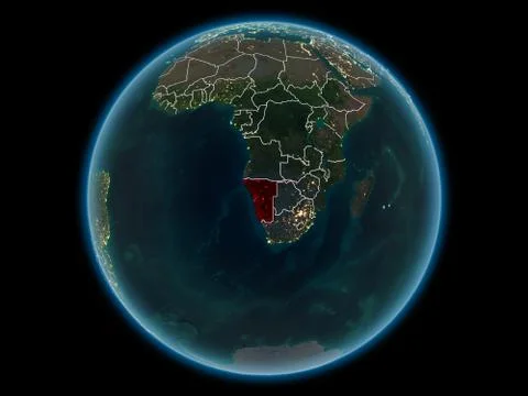 Namibia on planet Earth from space at night Stock Illustration