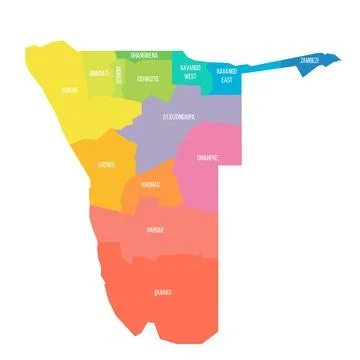 Namibia political map of administrative divisions Stock Illustration