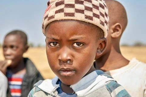 Namibia. Portrait of a boy in Kavango Region Stock Photos