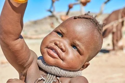 Namibia. Portrait of a Himba child in Kunene region Stock Photos