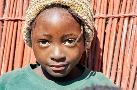 Namibia. Portrait of a joyful child in Kavango Region Stock Photos
