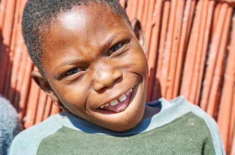 Namibia. Portrait of a joyful child in Kavango Region Stock Photos