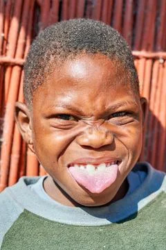 Namibia. Portrait of a joyful child in Kavango Region Stock Photos