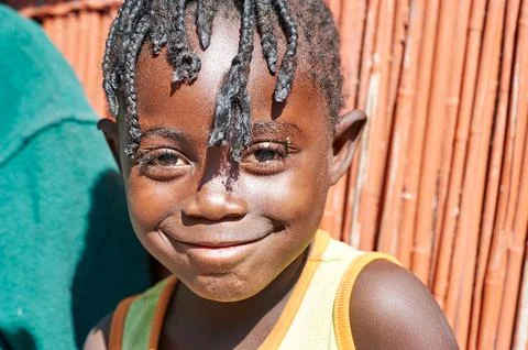 Namibia. Portrait of a joyful child in Kavango Region Stock Photos