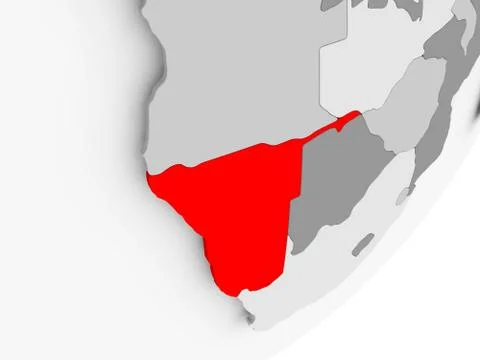 Namibia in red on grey map Stock Illustration