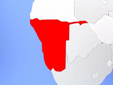 Namibia in red on map Illustrazione stock
