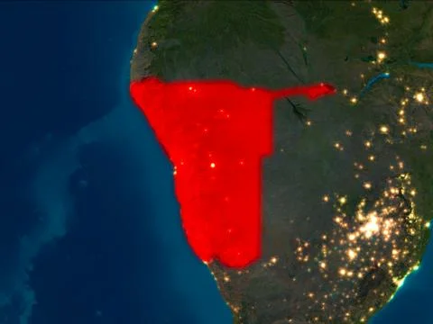 Namibia in red at night Stock Illustration