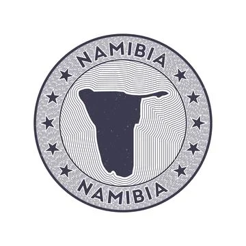Namibia round badge vector. Country round stamp with shape of Namibia, isol.. 스톡 일러스트