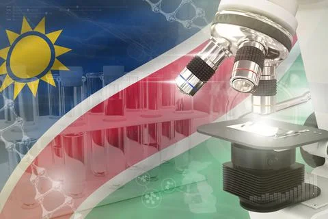 Namibia science background - microscope on flag Stock Illustration
