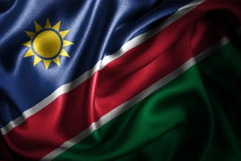 Namibia Silk Satin Flag Stock Photos