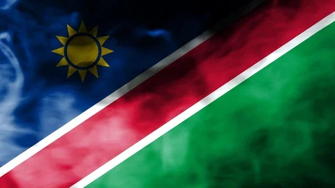 Namibia smoke waving flag Stock Footage 98352845