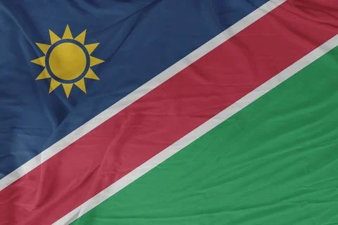 Namibia Smooth Silk Flag Edges Fluttering in Turbulent Air Stock Photos