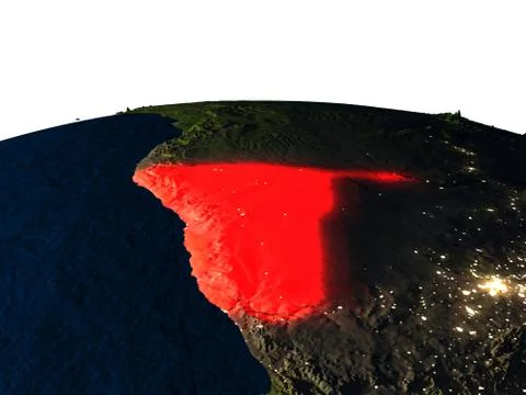 Namibia from space at night Stock Illustration