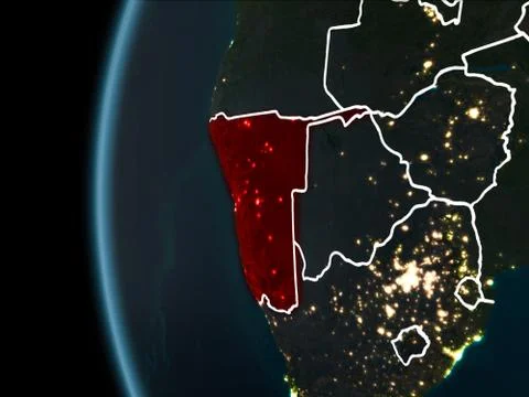 Namibia from space at night Stock Illustration