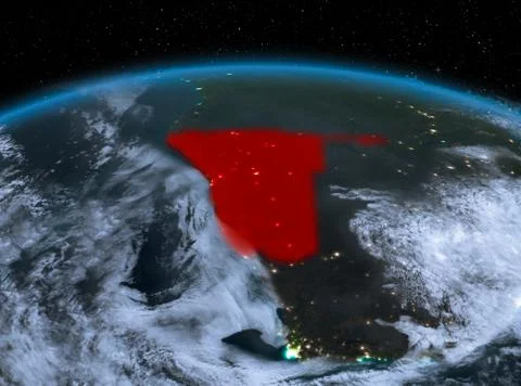 Namibia from space at night Stock Illustration