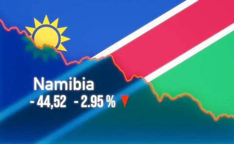 Namibia stock market down, falling chart. Namibia stock market down. Falli... Stock Photos