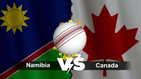 Namibia vs Canada 4K Animated Cricket Intro with Flags and Ball Motion Stock Footage 312108643