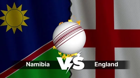 Namibia vs England 4K Animated Cricket Intro with Flags and Ball Motion Stock Footage 312108665