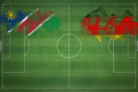 Namibia vs Germany Soccer Match, national colors, national flags, soccer fiel Illustrazione stock