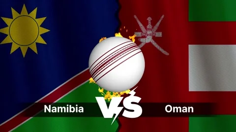 Namibia vs Oman 4K Animated Cricket Intro with Flags and Ball Motion Stock Footage 312108853