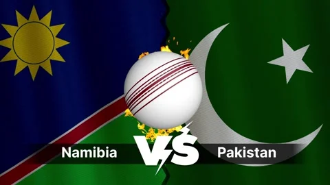 Namibia vs Pakistan 4K Animated Cricket Intro with Flags and Ball Motion Stock Footage 312108864
