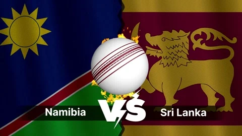 Namibia vs Sri Lanka 4K Animated Cricket Intro with Flags and Ball Motion Stock Footage 312108912