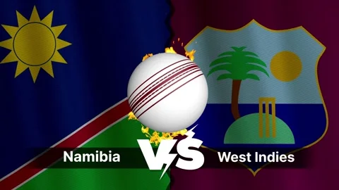 Namibia vs West Indies 4K Animated Cricket Intro with Flags and Ball Motion Video stock 312108960
