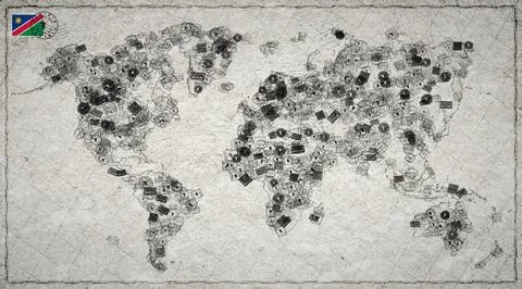 Namibia Walvis Bay Stamp World Map Stock Illustration