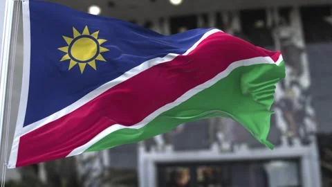 Namibia Wave Flag in the Wind Waving Official Flag 4K Video stock 317052934