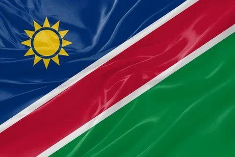 Namibia Waving Flag Background with Silk Fabric Texture Stock-Illustration