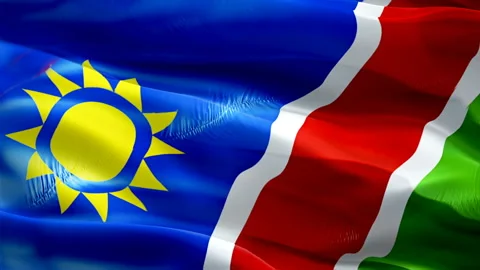 Namibia waving flag. National 3d Namibian flag waving. Sign of Namibia seamless Stock Footage 165653499
