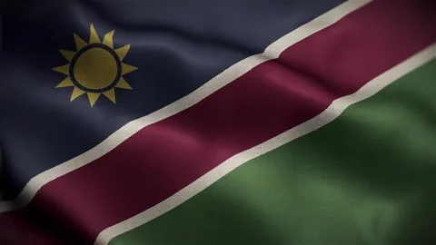 Namibia Wavy Flag in the Wind in Slow Motion Waving Official Flag Video stock 317024488
