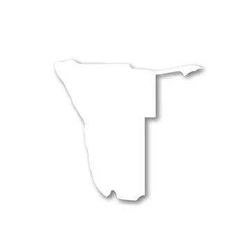 Namibia - white 3D silhouette map of country area with dropped shadow on white Stock Illustration