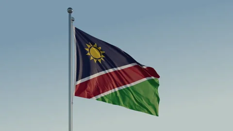 Namibia Windhoek Flag seamless loop Cinematic Realistic Waving Blue Sky Stock Footage 311779870