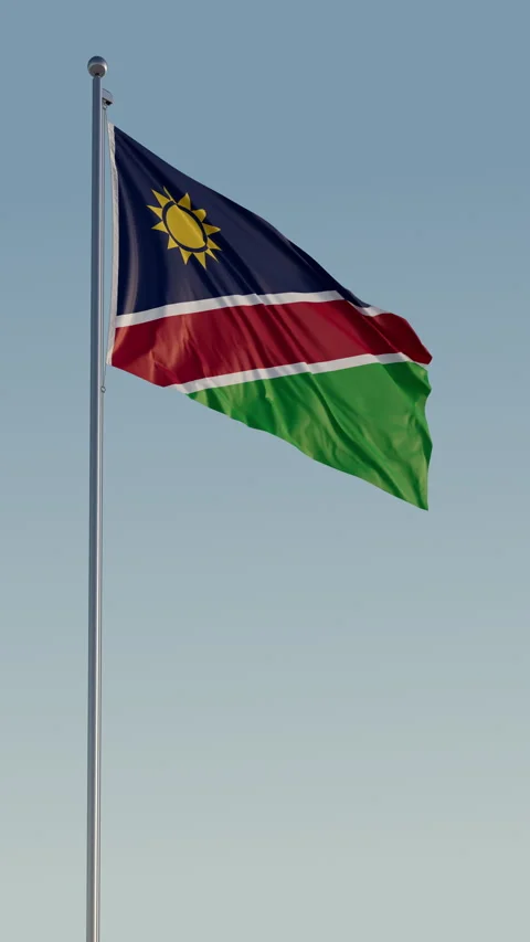 Namibia Windhoek Flag Seamless Loop Cinematic Realistic Waving Blue Sky Stock Footage 320941714