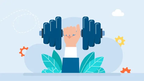 Нand moves up, down. Strength, power, success. Man's hand holding dumbbell Video stock 329111737
