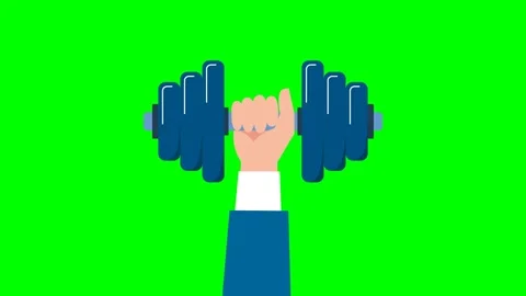 Нand moves up, down. Strength, power, success. Man's hand holding dumbbell Vidéo 330571780