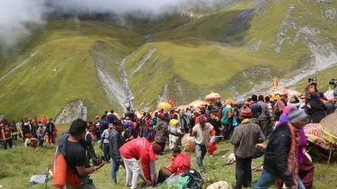 Nanda Devi Raj Jat Himalayan Mahakumbh is a festival in Uttarakhand is Video stock 107996052