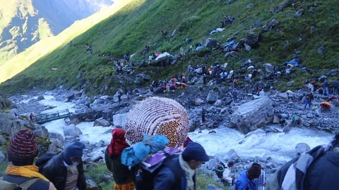 Nanda Devi Raj Jat Himalayan Mahakumbh is a festival in Uttarakhand is Video stock 107996106
