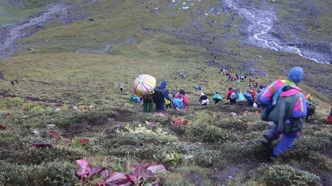 Nanda Devi Raj Jat Himalayan Mahakumbh is a festival in Uttarakhand is Video stock 107996759