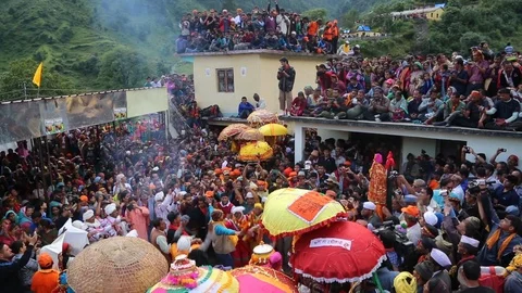 Nanda Devi Raj Jat Himalayan Mahakumbh is a festival in Uttarakhand is Video stock 107998244