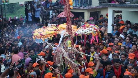 Nanda Devi Raj Jat Himalayan Mahakumbh is a festival in Uttarakhand is Video stock 107998334