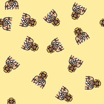 Nandi god indian vector seamless pattern Stock Illustration