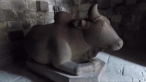 Nandi Sculpture inside Nandi Temple Cell, Prambanan Complex, Java, Indonesia Stock Footage 249205841