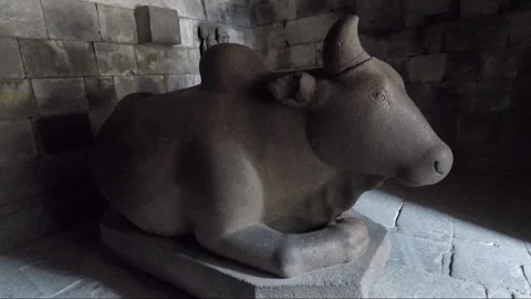 Nandi Sculpture inside Nandi Temple Cell, Prambanan Complex, Java, Indonesia Stock Footage 249205994