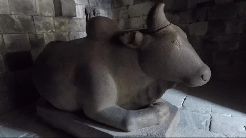 Nandi Sculpture inside Nandi Temple Cell, Prambanan Complex, Java, Indonesia Stock Footage 249205996