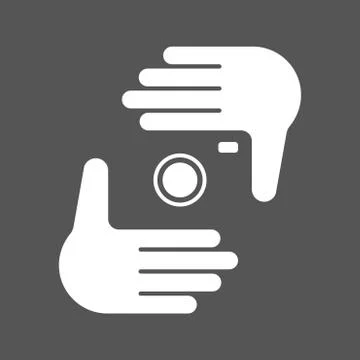 Nands and camera logotype. Human hands making a trimming symbol isolated on 스톡 일러스트
