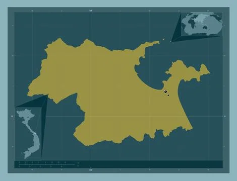 A Nang, Vietnam. Solid color shape. Locations of major cities of the region Stock Illustration